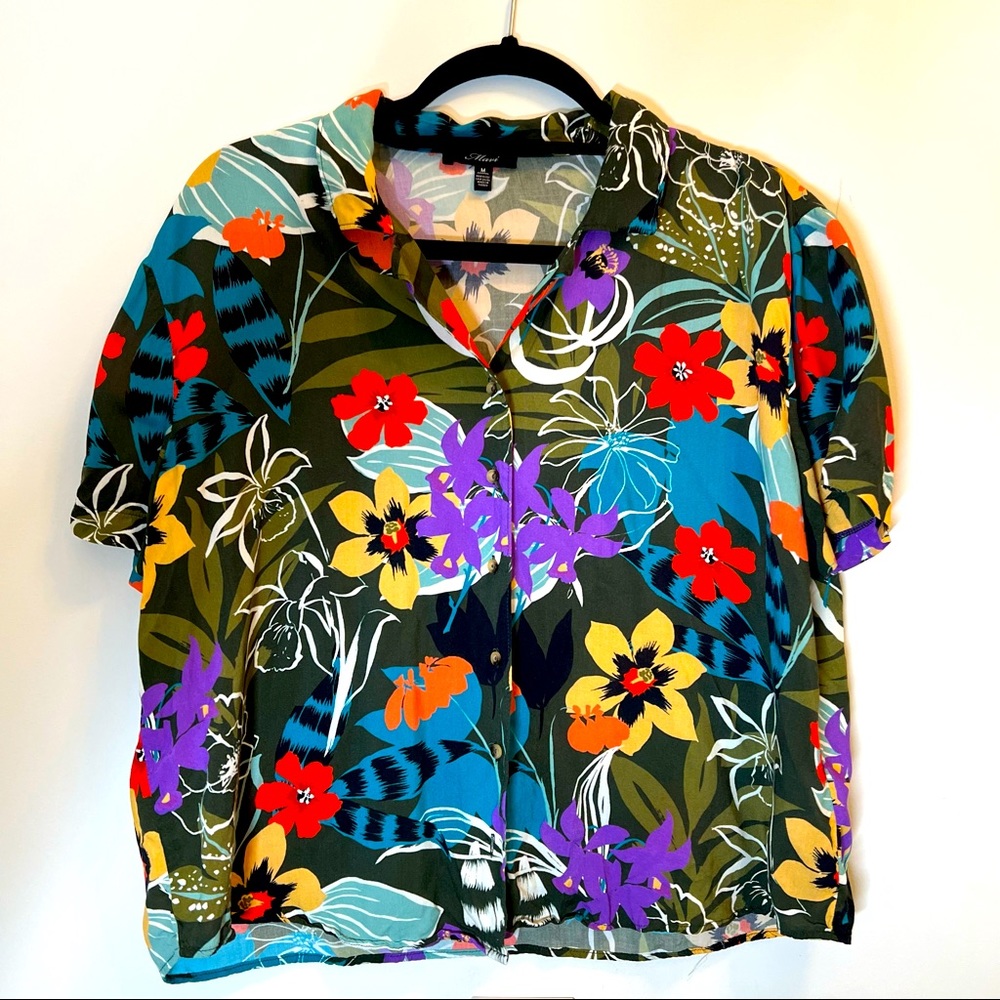 Mavi Floral Cropped Blouse